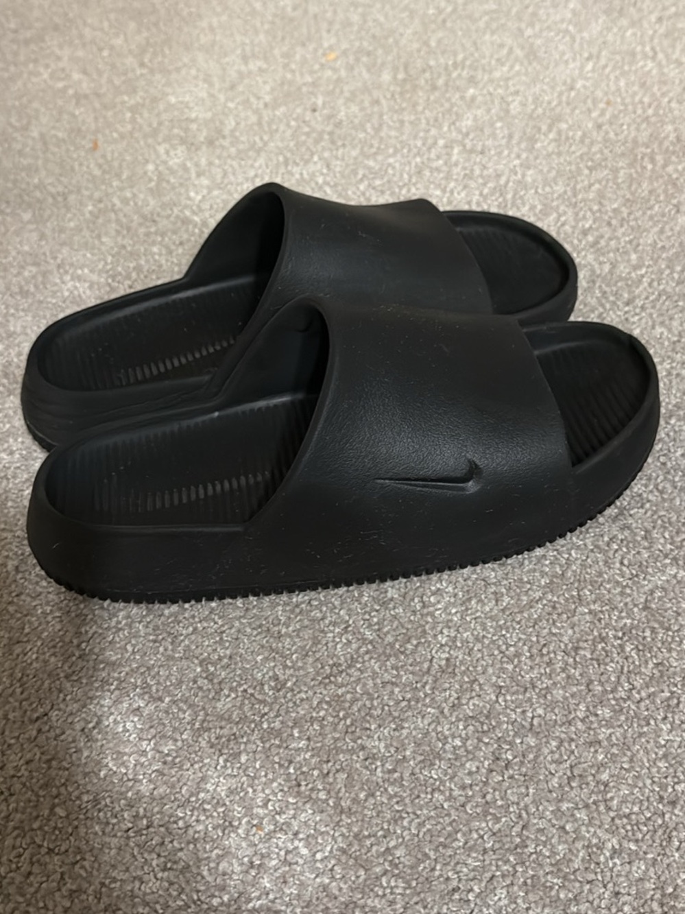 Nike Men’s Black Slide Sandals with Raised Swoosh